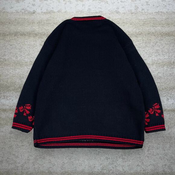 Vintage Chrismas Bears Sweater Jet Black Pullover Made in USA 90s - Picture 2 of 3